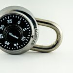 Silver and black combination lock